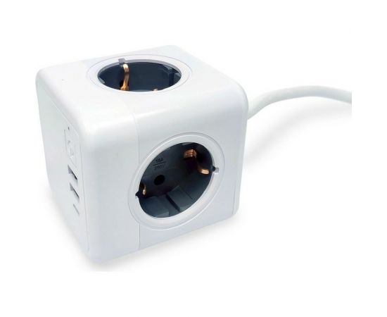 Удлинитель ROCKETSOCKET Cube Extended 4 Euro 16A, 3 USB 2A+C с блоком 5В/3.0А, кабель 1,5 м цвет серый GNS1405 – изображение 2