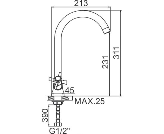 Смеситель ёлочка LEDEME 1/2литой излив керамика крест с гайкой L4311A-2 89846 – изображение 2