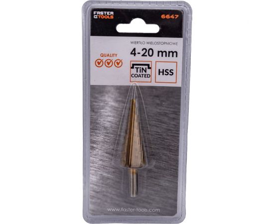 Сверло ступенчатое 4-20 мм FASTER TOOLS 6647 – изображение 2