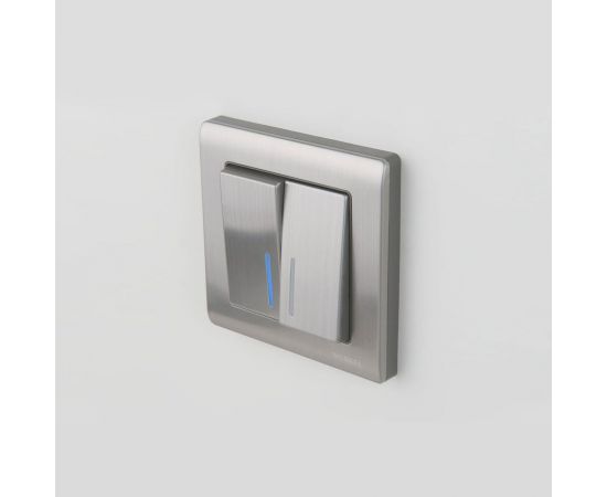 Двухклавишный выключатель WERKEL W1120102 с подсветкой глянцевый никель a051094 – изображение 2