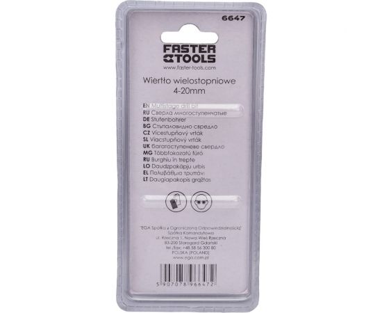 Сверло ступенчатое 4-20 мм FASTER TOOLS 6647 – изображение 3