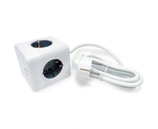 Удлинитель ROCKETSOCKET Cube Extended 4 Euro 16A, 3 USB 2A+C с блоком 5В/3.0А, кабель 1,5 м цвет серый GNS1405 – изображение 3