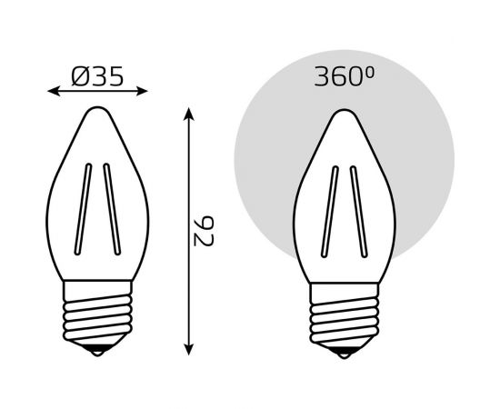 Лампа Gauss Filament Свеча 7W 550lm 2700К Е27 LED 1/10/50 103802107 – изображение 3