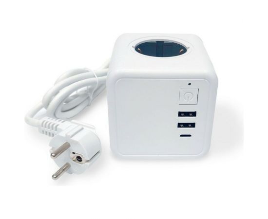 Удлинитель ROCKETSOCKET Cube Extended 4 Euro 16A, 3 USB 2A+C с блоком 5В/3.0А, кабель 1,5 м цвет серый GNS1405 – изображение 4