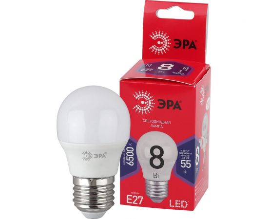 Светодиодная лампа ЭРА LED P458W865E27 R, шар, 8 Вт, холодный, E27 Б0045359 – изображение 6