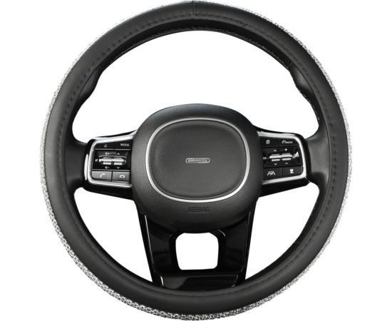 Оплетка SKYWAY Crystal-1 M черная экокожа/серебряные стразы S01102461 