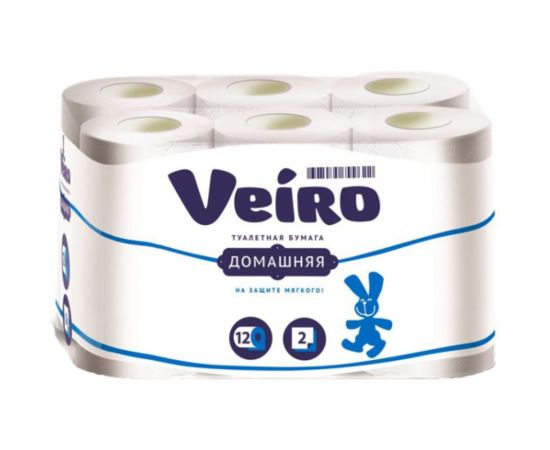 Туалетная бумага Veiro Домашняя 2-х слойная, белая, 12 шт 34398 