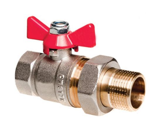 Шаровой кран полнопроходной ALTSTREAM с разъемным соединением, ВР/НР, бабочка 1/2 дюйма 0014010701 