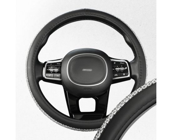 Оплетка SKYWAY Crystal-1 M черная экокожа/серебряные стразы S01102461 – изображение 2