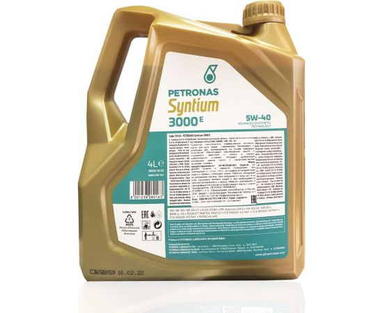 Синтетическое моторное масло Petronas SYNTIUM 3000 E, 5W40, 4 л 70134K1YEU/18054019 70134K1YEU – изображение 2