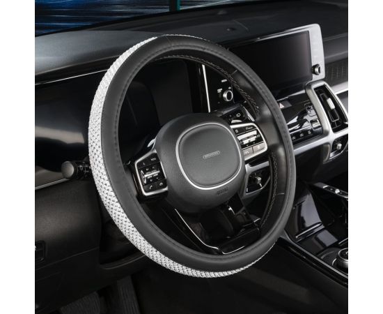 Оплетка SKYWAY Crystal-1 M черная экокожа/серебряные стразы S01102461 – изображение 3