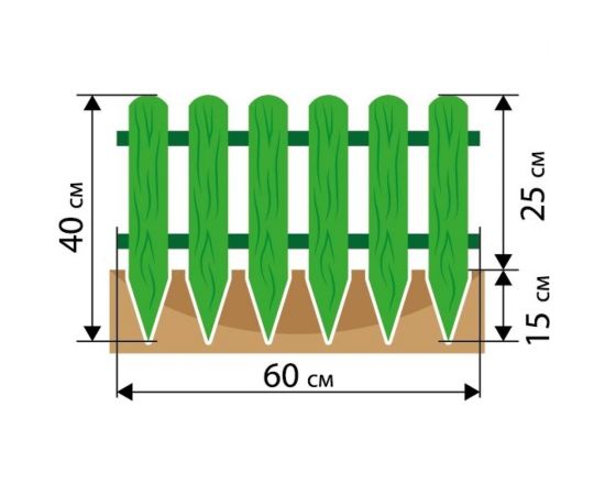 Садовое ограждение Протэкт Штакетник высота 40 см, белый СОШ-25/16 Б – изображение 3