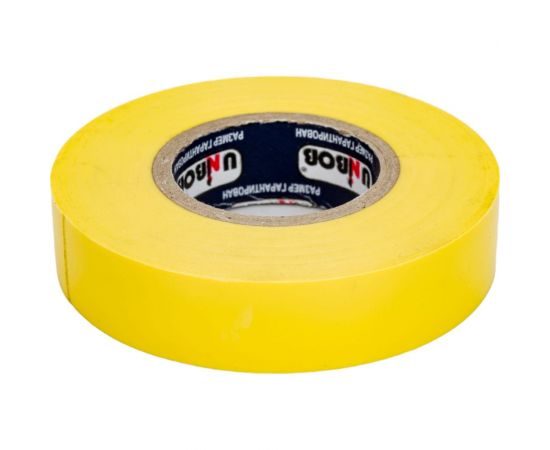 Изолента ПВХ UNIBOB 15 мм х 20 м, желтая, 130 мкм 211761 – изображение 3
