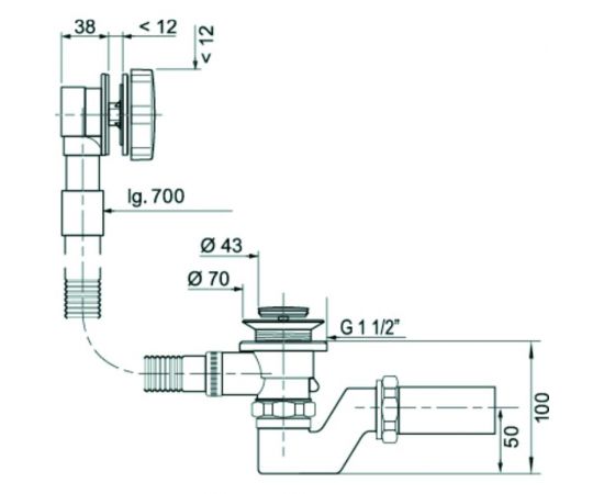 Слив-перелив для ванны Wirquin медно-латунный полуавтомат с патрубком 30719160 – изображение 4