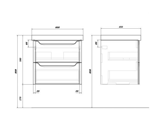 Комплект Sanstar подвесная тумба Lanciano 60 с раковиной Миранда 60 305.1-1.5.1.КМИР – изображение 9