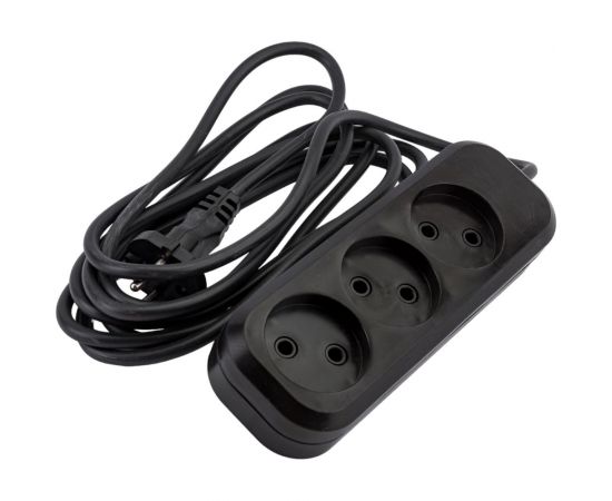 Сетевой удлинитель МПП УДЛИНИТЕЛЬ У-3-3, 1300 Вт, 6А, 3гнезда, 3 м, без заземления, черный, ПВС, 2x0,75 999000000003702 
