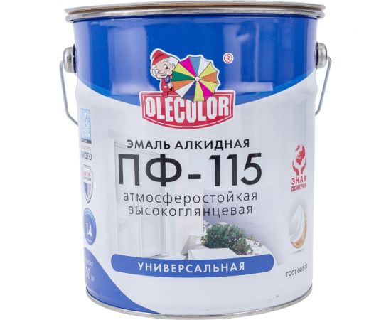 Эмаль OLECOLOR ПФ-115 синий, 5 кг 4300002457 