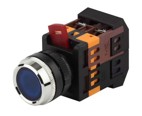 Кнопка ЭРА ABLFS-22 синий, d22мм, неон, 240В, 1з+1р, 10/400/3200 Б0045657 