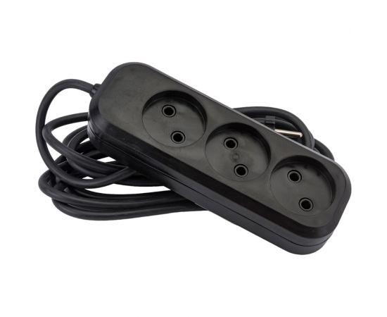 Сетевой удлинитель МПП УДЛИНИТЕЛЬ У-3-3, 1300 Вт, 6А, 3гнезда, 3 м, без заземления, черный, ПВС, 2x0,75 999000000003702 – изображение 2