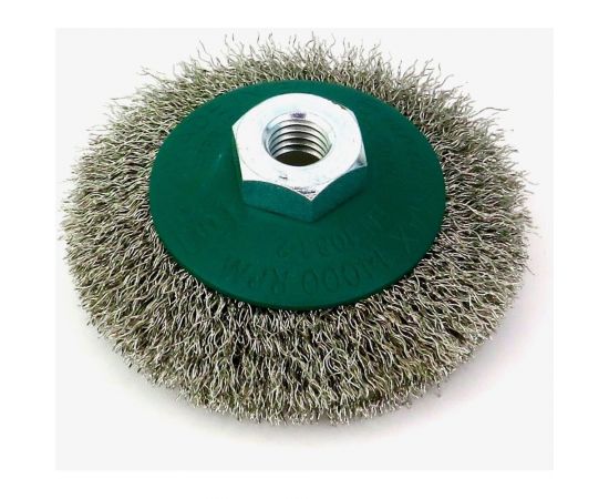 Щетка коническая для ушм 90 мм, М14, проволока гофр. нерж. сталь 0.3 мм SIT 0946 – изображение 2