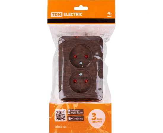 Двойная угловая розетка TDM 2П открытой установки с защитными шторками IP20 250В 10А бук "Ладога" SQ1801-0342 – изображение 8