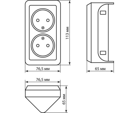 Двойная угловая розетка TDM 2П открытой установки с защитными шторками IP20 250В 10А бук "Ладога" SQ1801-0342 – изображение 9