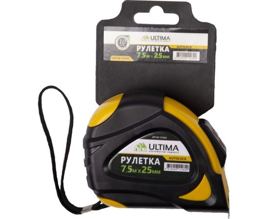 Рулетка ULTIMA AutoLock, 7,5 м х 25 мм, обрез корпус, автоматическая фиксация, 131023 
