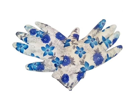 Садовые перчатки СПЕЦ Garden Flowers полиэстер, с прозрачным нитриловым покрытием, р. М/8 GF-PN-01M 