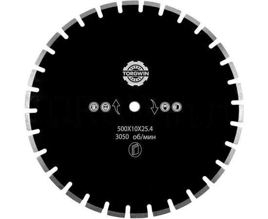 Диск алмазный сегментный по асфальту 500x4x10x25.4 мм TORGWIN T133305 