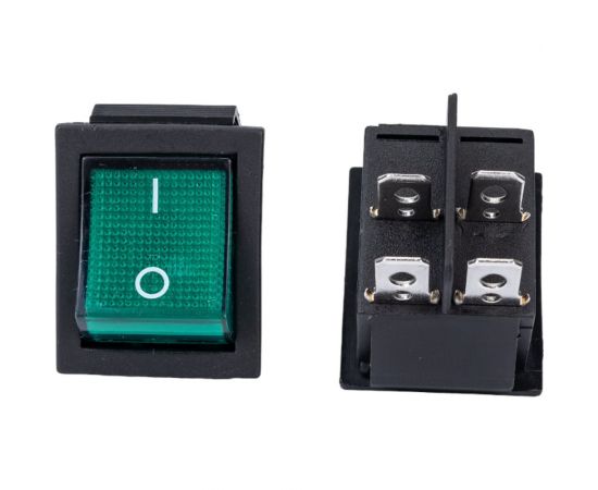 Клавиша Nord-Yada 250V 16А зеленая с подсветкой (4контакта) ON-OFF (2шт в упаковке) 905459 