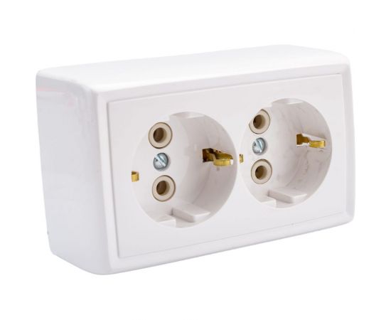 Розетка открытой установки ООО МПО Электротехника 2 мест. с з/к 2748 – изображение 2