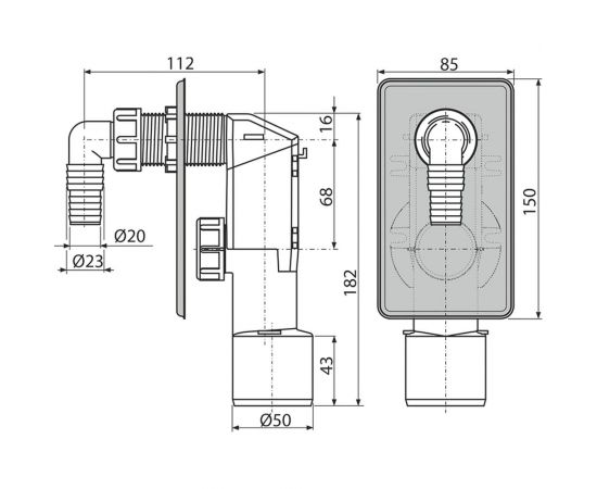 Сифон для стиральной машины Alcadrain под штукатурку ag210321100 00079320 – изображение 2