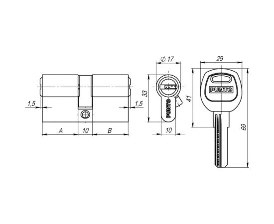 Цилиндровый механизм PUNTO A200/100 mm 45+10+45 SN мат. никель 5 кл. 31295 – изображение 3