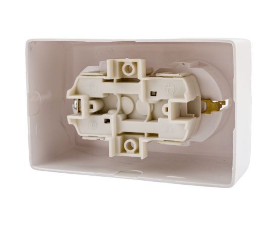 Розетка открытой установки ООО МПО Электротехника 2 мест. с з/к 2748 – изображение 3