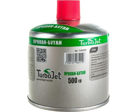 Газовый баллон Turbojet ПРОПАН-БУТАН 500 г, резьба 7/16 TJ800PB – изображение 6