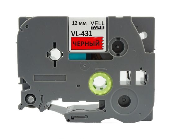 Лента Vell VL-431 Brother TZE-431, 12 мм, черный на красном, для PT 1010/1280/D200/H105/E100 320082 