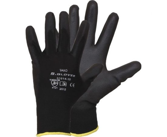 Нейлоновые перчатки с полиуретановым покрытием S.GLOVES TAXO черные, 09 размер 31614-09 