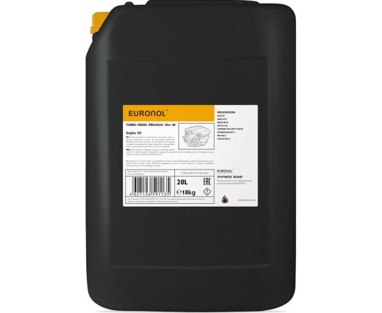 Моторное масло EURONOL TURBO DIESEL PREMIUM 10w-40, CI-4, 20л/18кг 80229 