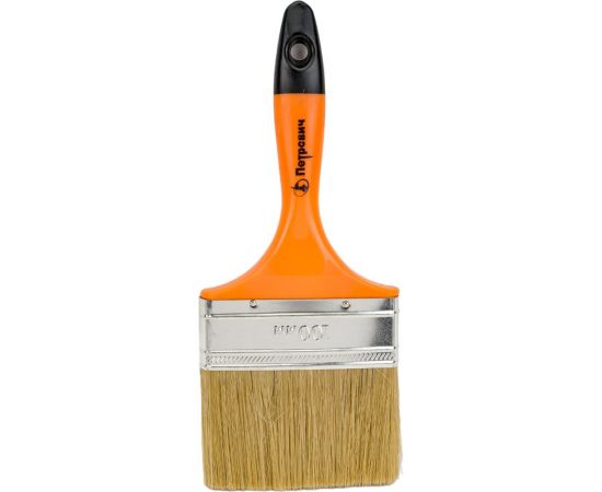 Плоская кисть Петрович 100 мм, смешанная щетина, пластиковая рукоятка 4100002366 