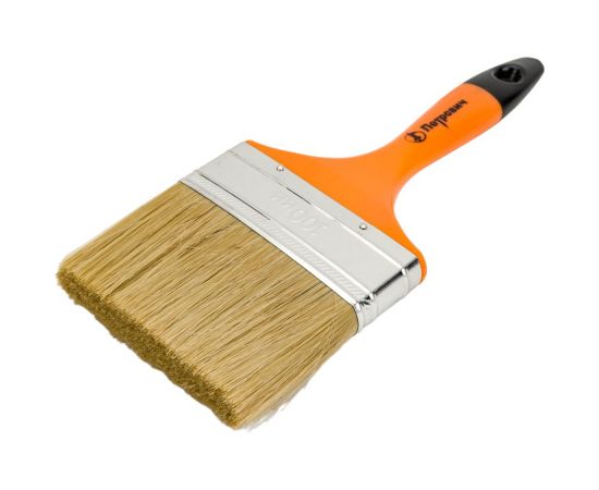 Плоская кисть Петрович 100 мм, смешанная щетина, пластиковая рукоятка 4100002366 – изображение 2