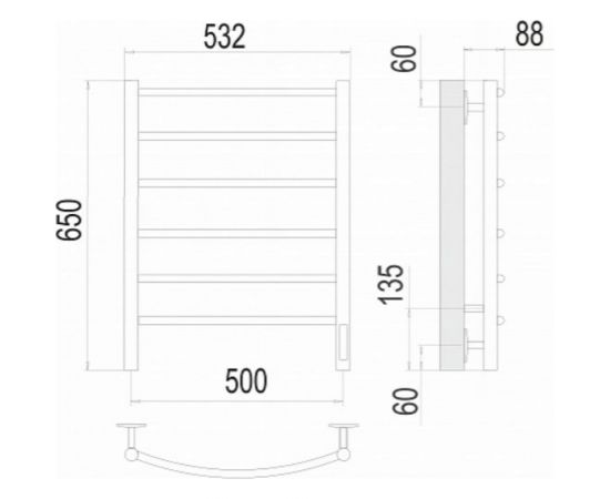 Полотенцесушитель Terminus Классик quick touch П6 500x650 4670078531322 – изображение 3
