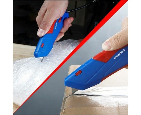 Безопасный нож WORKPRO в чехле, трапециевидные лезвия WP213010 – изображение 7