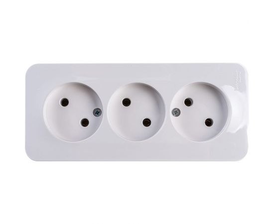 3-ая розетка Schneider Electric BLANCA открытой установки, без заземления, без шторок, белый BLNRA000311 