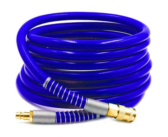 Шланг пневматический армированный (5 м, 10х16 мм, быстросъем Rapid M+F латунь, 10-16 бар, синий) HQ-mech HQ-AH10-516BLUE 