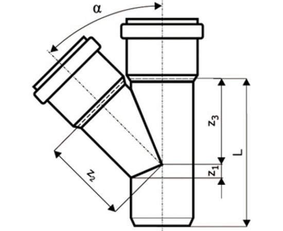 Тройник двухраструбный (67°) HTEA 50х40 Ostendorf 112310 – изображение 2