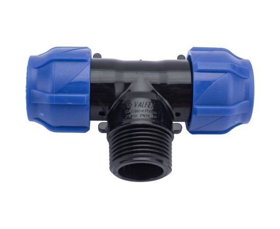 Компрессионный переходной тройник VALFEX ПНД, с наружной резьбой, 25-1""-25 1210022510025 – изображение 2