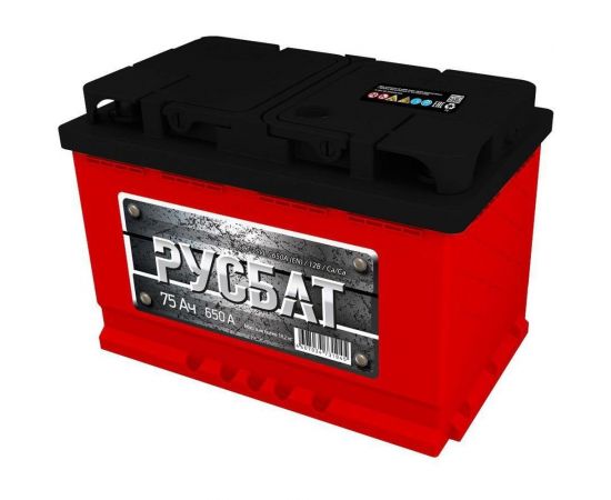 Аккумуляторная батарея РУСБАТ 75Е Ah, 650 A, обратная полярность 017075101 