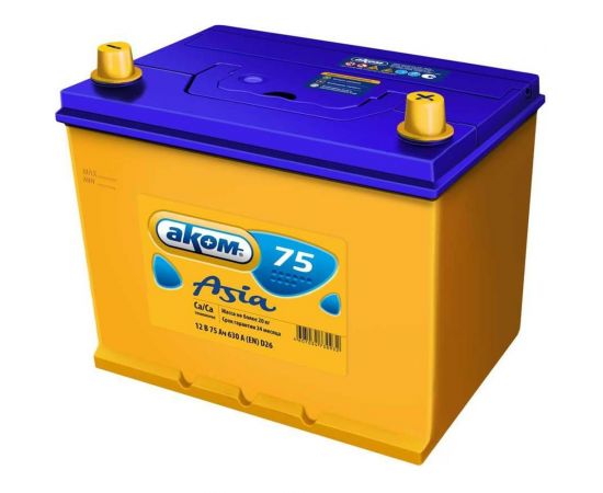 Аккумуляторная батарея AKOM Asia 75 Ah, 630 A, прямая полярность 015075103 