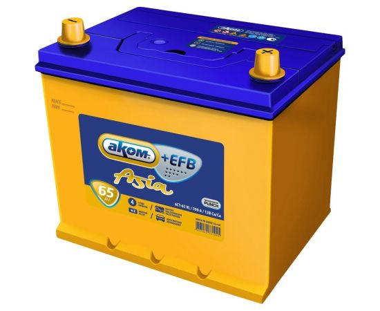 Аккумуляторная батарея Аком Asia + EFB 65Е Ah, 700 A, обратная полярность 080065101 
