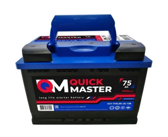 Аккумуляторная батарея Quick Master SP 6СТ-75 (R)-(0) 560А, 277x175x190 4657771813245 – изображение 4